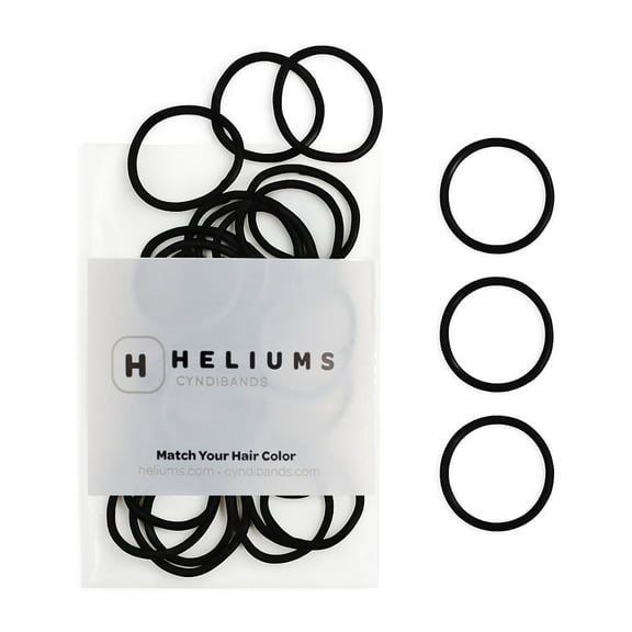 Heliums Small Hair Ties - Black - No Damage Mini 1 Inch Reusable 2mm Elastics for Thin Hair and Kids, Neutral Ponytail Holders - 48 Count
