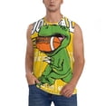 thumbnail image 2 of Lsque T-Rex Playing Football Print Men's Cotton Blend Sleeveless Muscle Shirts (S-3XL)- Moisture Wicking, Odor Protection, UPF 30+,3X-Large, 2 of 8