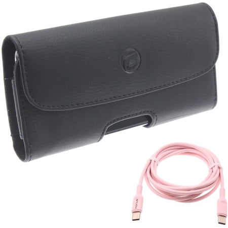 For Galaxy A54 /A53 /A33 5G - Case Belt Clip w Pink 6ft Long Cable Leather Holster Cover USB-C to Type-C PD Fast Charger Cord for Samsung Galaxy A54 /A53 /A33 5G