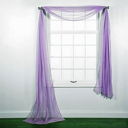 1 Pc Solid Lilac Scarf Valance Soft Sheer Voile Window Panel