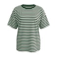 thumbnail image 4 of Womens Oversized Striped T Shirts Short Sleeve Fashion 2026 Casual Crewneck Summer Y2K Clothes, Summer Loose Fit(Green,M), 4 of 4