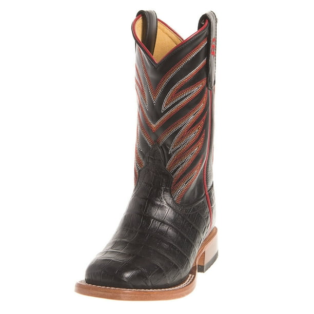 Anderson Bean Anderson Bean Boys Kids Black Caiman Print Cowboy Boots