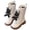 White, variant on GobdXE Girls Knee High Combat Boots Patent Leather Lace Up Teddy Bear Charm Kids Shoes White,5.5-6 Years