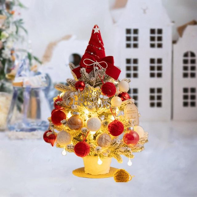 Mini de Navidad con decoración de mesa de luz con bolas, accesorios de fiesta con lazo, Kit de de Navidad DIY, adorno navideño para boda 45 cm 1772 pulgadas