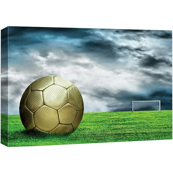 wall26 Canvas Print Wall Art Golden Soccer Ball Before The Storm Sports Athletes Photography Realism Contemporary Scenic Urban Multicolor Ultra for Living Room, Bedroom, Office - 12"x18"