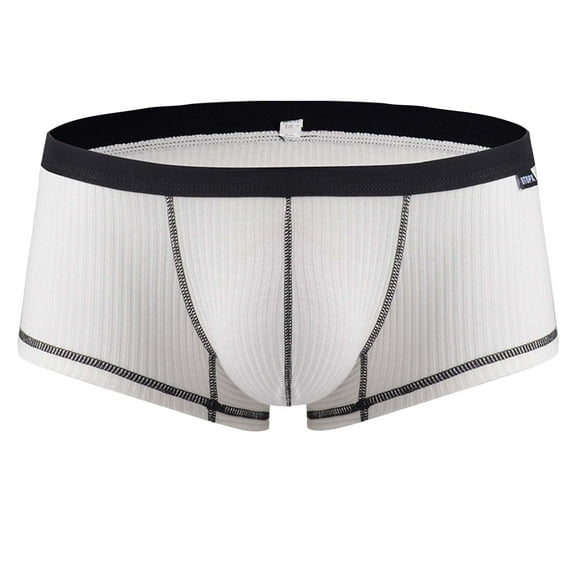 khonts,Men's Boxer Briefs Fashion Classic Personality Sexy Underwear Solid Color Underpants for Comfort and Style White XL