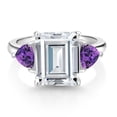 thumbnail image 2 of Gem Stone King 925 Sterling Silver Purple Amethyst Ring Set with Moissanite (8.18 Cttw), 2 of 3