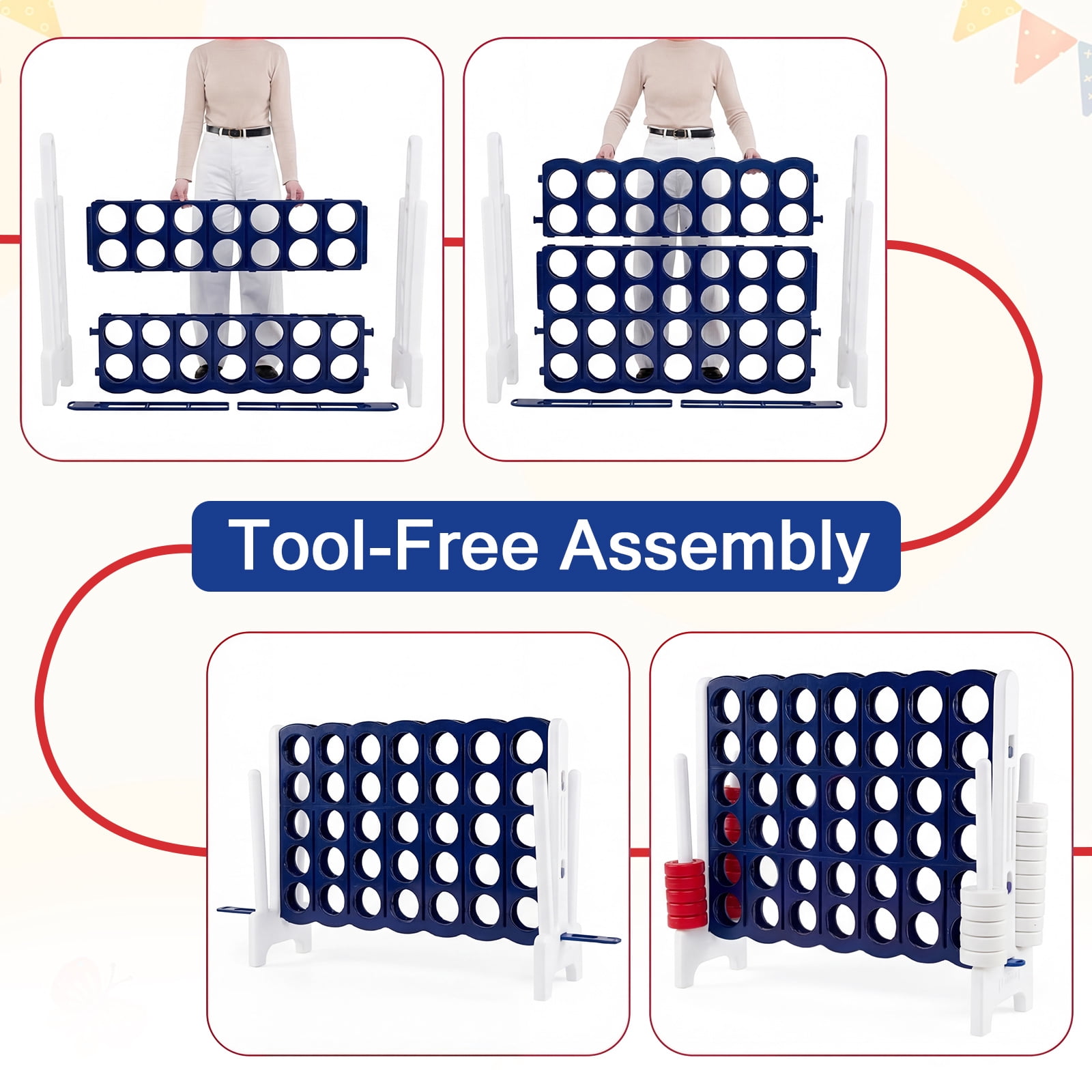 Costway Jumbo 4-to-Score 4 in A Row Giant Game Set Indoor Outdoor Adults Kids Family Fun