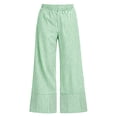 thumbnail image 7 of Womens Striped High Waisted Wide Leg Pants Flowy Elastic Waist Pull On Trousers Casual Vacation Boho Beach Pants with Pockets Green, 7 of 7