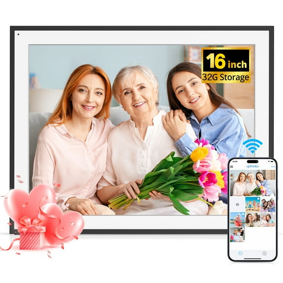 EKASN 16" WiFi Digital Picture Frame,32GB Touch Screen Electronic Photo Frame,Auto-Rotate,Free Share Photos From Anywhere,Best Gift for Family and Friends