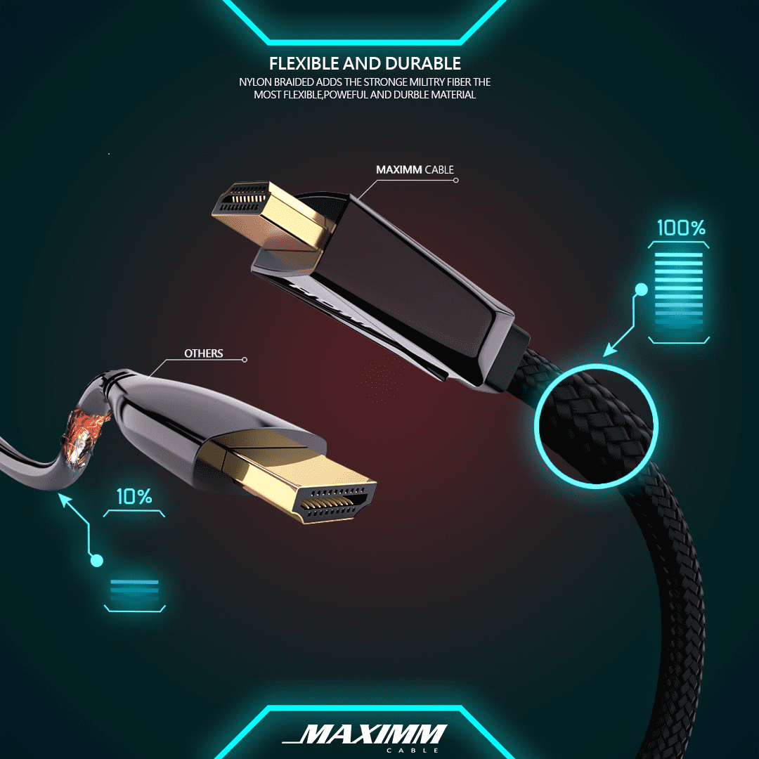 Maximm Premium High-Speed HDMI 2.0b 4K Cable, 100 FT - [2 Pack], w/Built-in Signal Booster - Cable Sleeve, Ties, Clips, 90 & 270 Degree Adapters Included