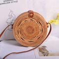 thumbnail image 2 of Round Bag In Hand Woven Rattan Shoulder Strap Leather Hand Chic Natural, 2 of 5