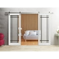 thumbnail image 3 of Sturdy Double Barn Door 56 x 84 inches | Lucia 2266 White Silk Clear Glass | Stainless Steel 13FT Rail Hangers Heavy Set | Solid Panel Interior Doors, 3 of 6