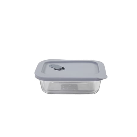 Click Clack 0.4 Quart Cook  Rectangular Heatproof Glass Container | Grey