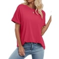 thumbnail image 2 of Sundazz Oversized Tshirts for Women Crew Neck Short Sleeve Tops Summer Casual Basic Tees, S-2XL, 2 of 8