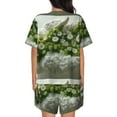thumbnail image 6 of Daiia Nature Hand Daisies Art Pattern Womens Pajama Sets Short Sleeve Pajamas for Women Sets Soft Lounge Sets Casual Round Neck Sleepwear PJS-Medium, 6 of 7
