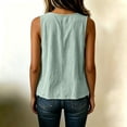 thumbnail image 4 of Dwellite Cotton Linen Flowy Tank Tops for Women Plus Size Sleeveless Shirts Oversized Tops Summer Casual Loose Fit Crewneck Blouse Light Green XL, 4 of 6