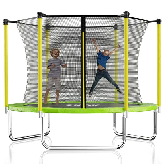 Open Box SKOK 8FT Large Cage Trampoline with Safety Enclosure Netting for Kids and Adults, 400LBS Capacity