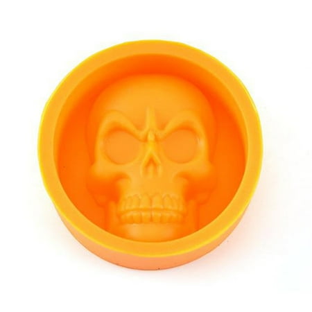 

Halloween 3D Skull Silicone Mold Chocolate Fondant Cake Making Baking Mould Event Party Silica gel Orange