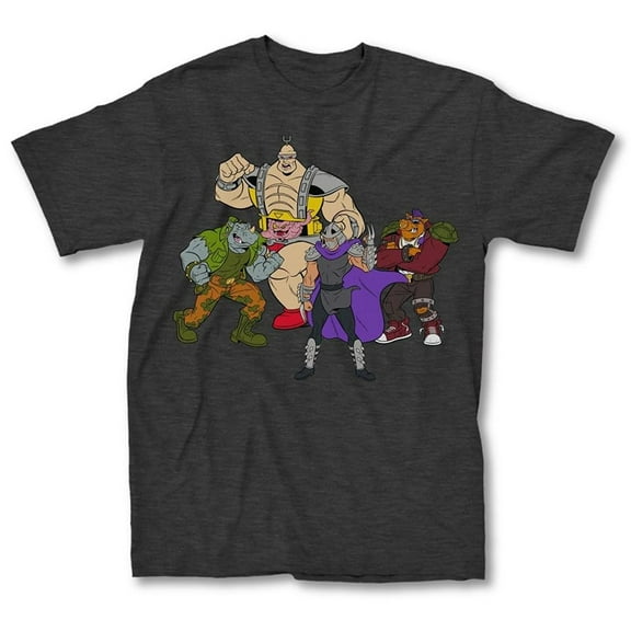 Teenage Mutant Ninja Turtles Villains Unite Adult Charcoal T-Shirt
