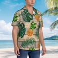 thumbnail image 5 of Xecao Pineapples Palm Leaves print Hawaiian shirt - a stylish short-sleeve button-down for men, perfect for casual beach and tropical outings., 5 of 9
