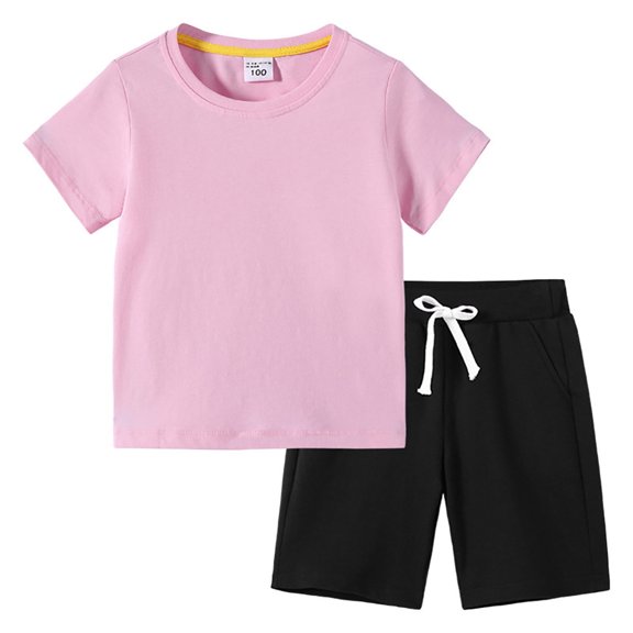 Futezty Toddler Boys Clothes Summer Outfit Sets, Boys Outfit Sets, Solid Color 2 Pieces Short Sleeve T Shirts with Shorts Sets Boys Casual Short Sleeved Drawstring Pants Suit