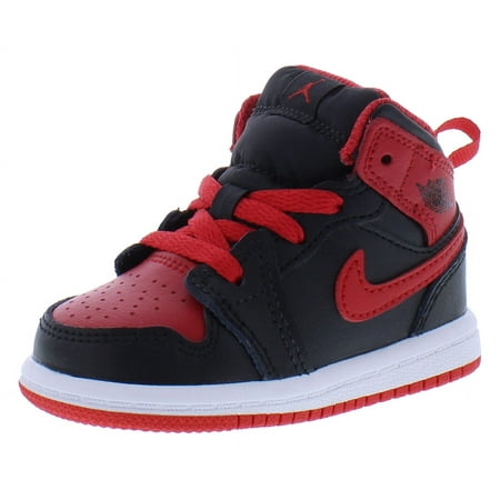 Nike Jordan 1 Mid Infant/Toddler Shoes Size 5, Color: Black/Fire Red/White