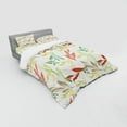 thumbnail image 3 of Leaf Duvet Cover Set, Abstract Faded Floral Images and Retro Patterns with Old Fashioned Traditional Texture, Bedding Set with Shams and Fitted Sheet, 3 Sizes, by Ambesonne, 3 of 3