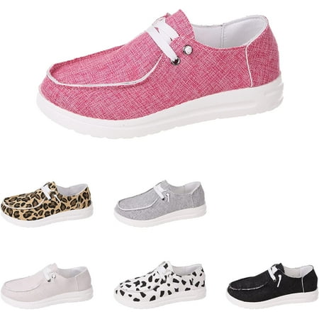 Women s Cow Print Shoes Canvas Lace-Up Moccasin Boat Shoes Loafers Slip On Breathable Lightweight Comfortable Sneakers
