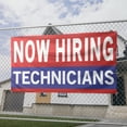 thumbnail image 2 of Now Hiring Technicians 13 oz Heavy Duty Vinyl Banner Technician Jobs Available Help Wanted Sign for Business Advertising Indoor/Outdoor Single-Sided with Metal Grommets (2x5 ft, Re & Wh & Bl), 2 of 6