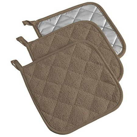 

DII Basic Terry Collection Quilted 100% Cotton Potholder Brown 3 Piece