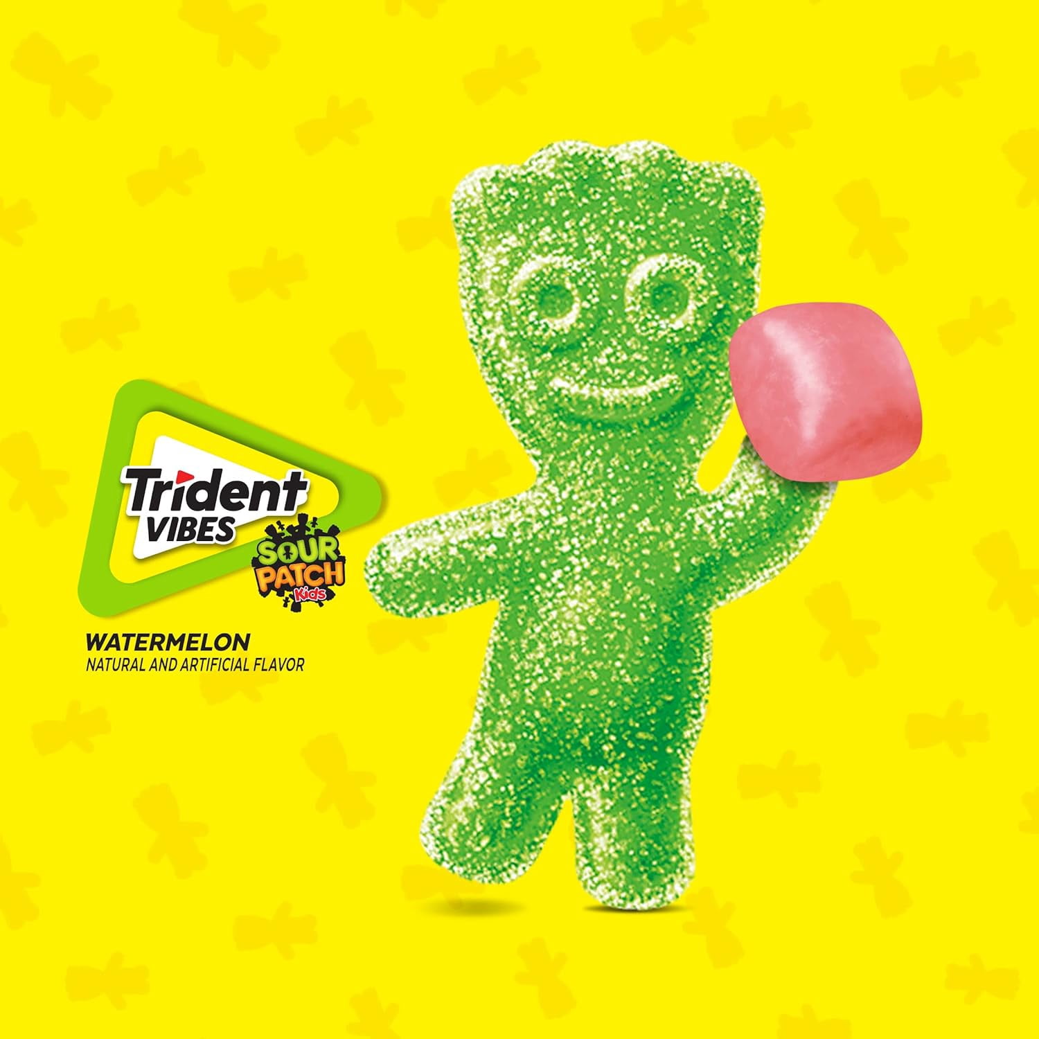 Trident Vibes Sour Patch Kids Sugar Free Gum, Watermelon, Regular Size, 40 Piece Bottle