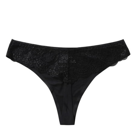 

Kddylitq Women s Soft No Show Thong Panties Black 2X