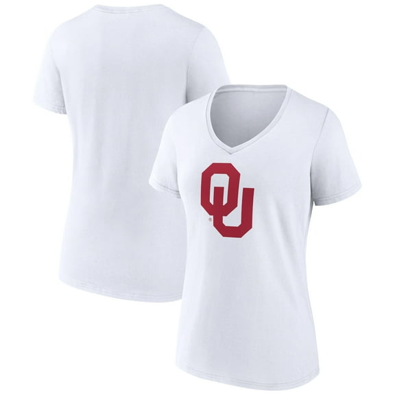 Women's White Oklahoma Sooners Team Logo V-Neck T-Shirt