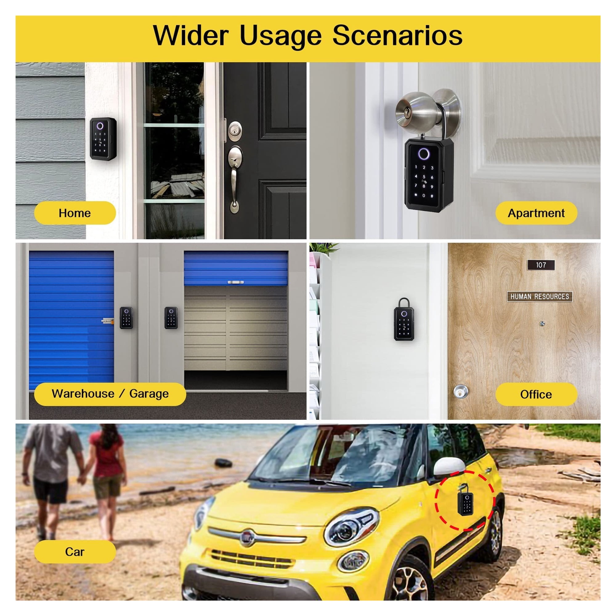 Key Safe Tuya Ttlock Fingerprint Digital Key Box App Remote Access Wall Mount Combination Security Lockbox ,Prevent Theft