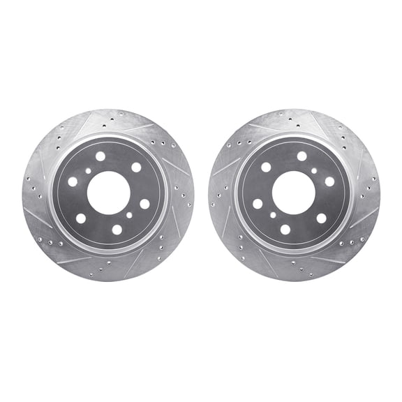 Dynamic Friction Company Rear Brake Rotors-Drilled and Slotted-Silver 7002-48056