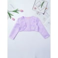 thumbnail image 4 of Miutii Little Girls Long Sleeve Princess Flower Dress Coat Wedding Party Solid Color Bolero Cardigan Lavender 130, 4 of 8