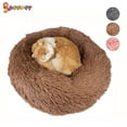 thumbnail image 4 of Spencer Pet Dog Cat Calming Bed, Plush Donut Cuddler Round Cushion Bed for Dogs & Cats Self-Warming and Cozy for Improved Sleep "Brown, 50CM", 4 of 5