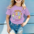 thumbnail image 2 of MIXUE Kids Girls Tops & T-Shirts Summer Back To School Letter Print Round Neck Short Sleeve Loose Casual Tee Shirts Outwear,Purple,5-6 Years, 2 of 4