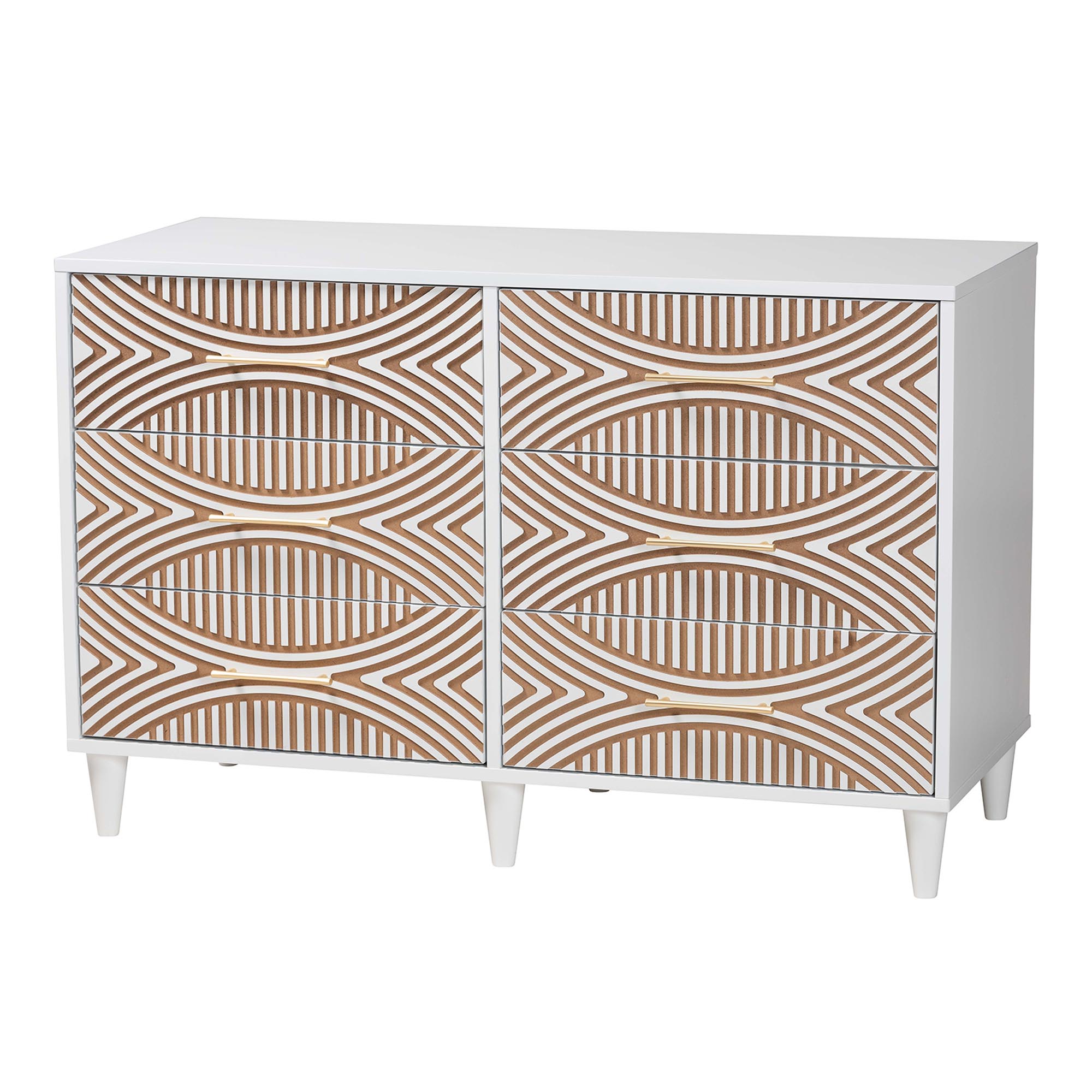 Baxton Studio Louetta Coastal Dresser, 6-Drawer, White