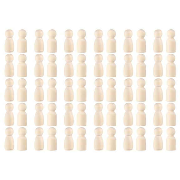 60 Pcs Desktop Wood Doll Wooden Peg Crafts Pegs for People Figures Unfinished DIY Little Man Child