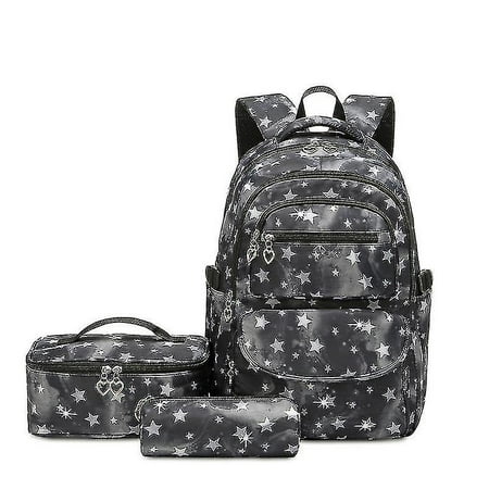 Kids School Backpack Set With Lunch Bag & Pencil Case - Waterproof Gray Schnauzer Print, Bookbag For Girls & Boys