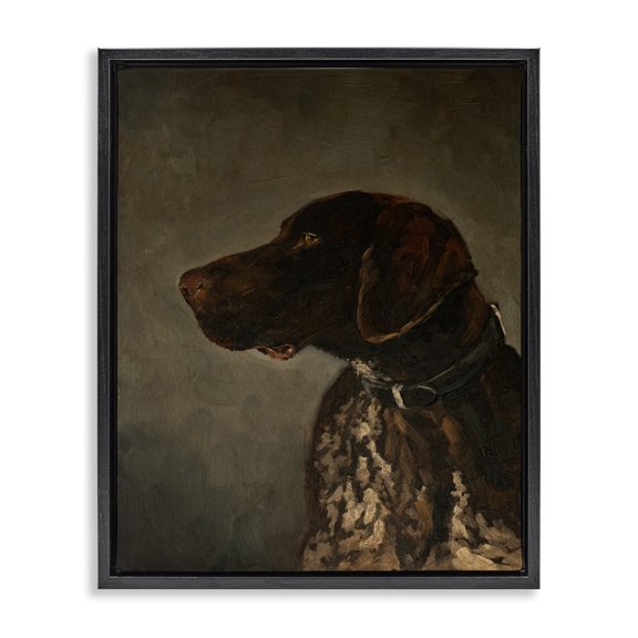 Stupell Industries Contemporary Traditional Pointer Dog Portrait Black Floating Frame Canvas Art, 25 x 31, by Marian Parsons