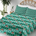 thumbnail image 3 of Ambesonne Xmas Emoji Fitted & Top Sheet Set with Shams, Modern Ho Letterings Art, Sea Green Red White, 3 of 5