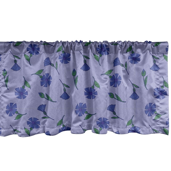 Ambesonne Floral Valance Pack of 2, Layout of Cornflowers, 54"X18", Blue Persian Blue