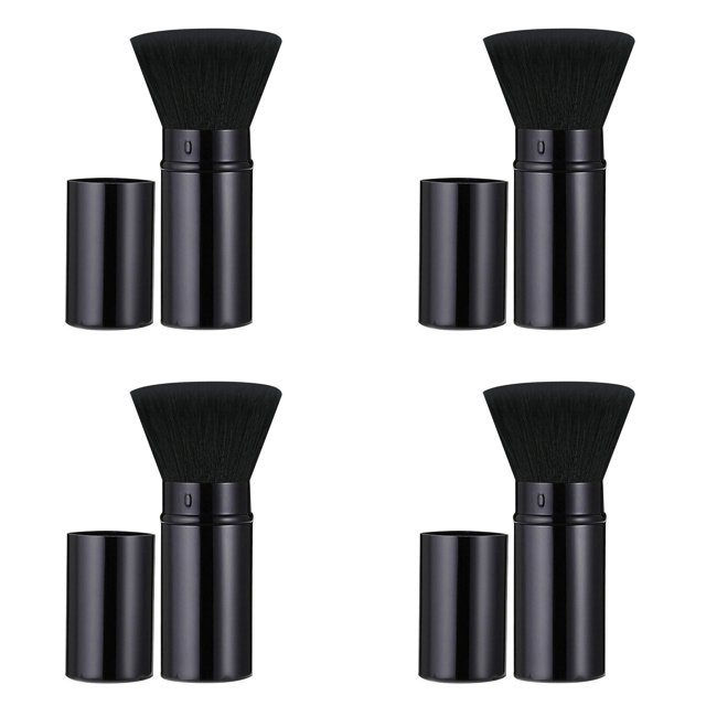 (4-Pack) Powder Brush Soft Face Cosmetics Tool Buildable Color Application Versatile for Cheeks Setting Powder Lightweight Handle Design All Skin Types Gentle Care Use