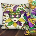 thumbnail image 5 of Mardi Gras Decorative Throw Pillow Covers 18 x 18 Set of 4, Beads Please Jester Mask New Orleans Carnival Cushion Case Decor, Purple Truck Fleur De Lis Masquerade Home Decoration for Sofa Couch, 5 of 5