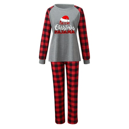 

B91xZ Christmas Pajamas For Family Christmas Pajamas for Family Matching Pjs Set Classic Plaid Xmas Clothes for Teens Womens Mens 2022 Gifts Dark Gray XL