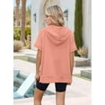 thumbnail image 3 of Women'S Loose Zip Hooded T-Shirt Pink L, 3 of 7