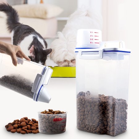 4.4LB Premium Dry Food & Cereal Storage Container With Measuring Cup For Cereal, Flour, Sugar, Coffee, Rice, Nuts, Snacks, Pet Dog Cat Food &